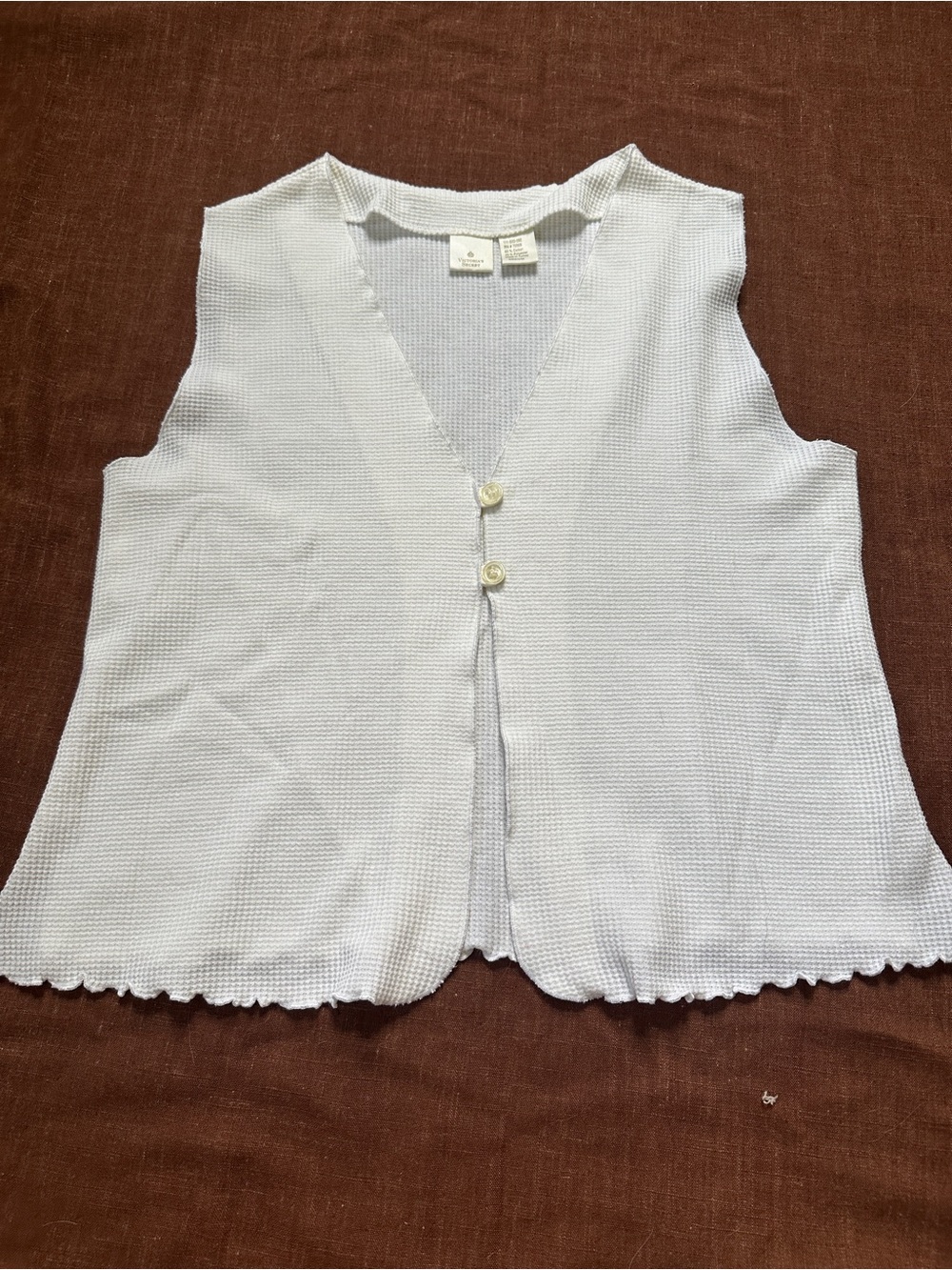 Victoria's Secret White Knit Sleeveless Button Vest
